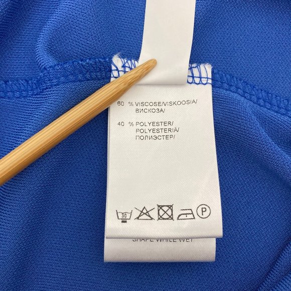 NWT Q'Neel Nordic Design Blue Dress Size 6 Scoop Neck Short Sleeve Drape Detail - Picture 9 of 11